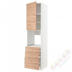 ⭐METOD / MAXIMERA⭐Кабинет высокой температуры/Drz/3 шу, белый/Voxtorpподражание. дуб, 60x60x240 cm⭐ИКЕА-59469024