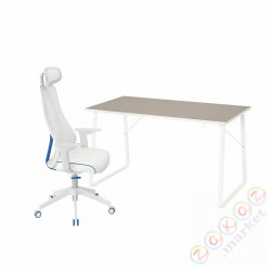 ⭐HUVUDSPELARE / MATCHSPEL⭐стол письменный gamingowe i cesło, бежевый/белый⭐ИКЕА-29490965