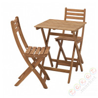 ⭐ASKHOLMEN⭐Садовый стол i 2 складные стулья, темно коричневый, 60x62 cm⭐ИКЕА-79529098