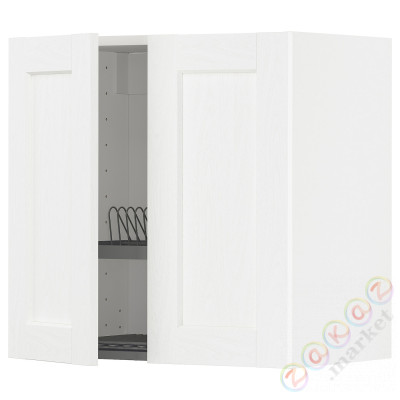 ⭐METOD⭐Навесной шкаф с крылом для сушки/2 дверь, белый Enköping/белый имитация дерева, 60x60 cm⭐ИКЕА-59473498
