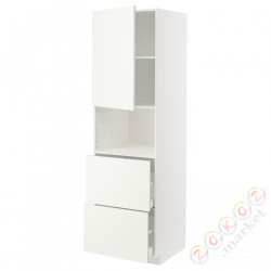 ⭐METOD / MAXIMERA⭐В шкафу для микрофона дверь/2 ящики, белый/Vallstena белый, 60x60x200 cm⭐ИКЕА-29507452