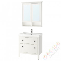 ⭐HEMNES / ODENSVIK⭐Мебель для ванной, набор. 4 шт.., белый/Voxnan аккумулятор, 83 cm⭐ИКЕА-59304467