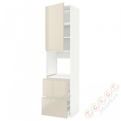 ⭐METOD / MAXIMERA⭐Шшш!/Drz/2шу, белый/Voxtorpглянцевый светло-бежевый, 60x60x240 cm⭐ИКЕА-89463474