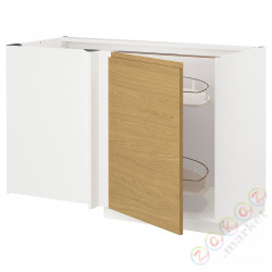 ⭐METOD⭐Напольный шкаф угловой H. полка, белый/Voxtorpподражание. дуб, 128x68 cm⭐ИКЕА-79537885