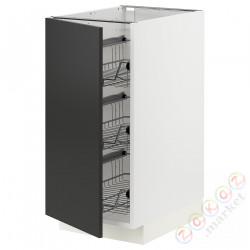 ⭐METOD⭐Гардероб с проволочной корзиной, белый/Nickebo матантрацит, 40x60 cm⭐ИКЕА-99498053