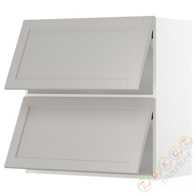 ⭐METOD⭐Горизонтальный шкаф 2 Drzв и открытое касание, белый/Lerhyttan светло-серый, 80x80 cm⭐ИКЕА-99394531