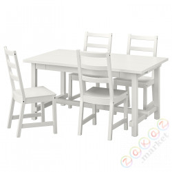 ⭐NORDVIKEN / NORDVIKEN⭐Таблица и 4 стулья, белый/белый, 152/223x95 cm⭐ИКЕА-49305165