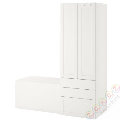 ⭐SMASTAD / PLATSA⭐Книжный шкаф, белый белая рамка/со скамейкой, 150x57x181 cm⭐ИКЕА-39431230