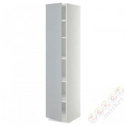 ⭐METOD⭐Высокий шкаф/полки, белый/Veddinge Серый, 40x60x200 cm⭐ИКЕА-59468190