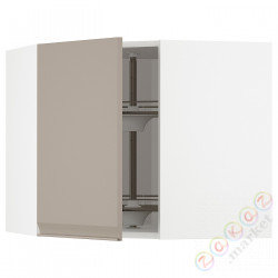 ⭐METOD⭐Шкаф навесной угловой с каруселью, белый/Upplöv матciemnoбежевый, 68x60 cm⭐ИКЕА-89492594