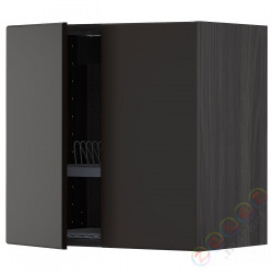 ⭐METOD⭐Навесной шкаф с крылом для сушки/2 дверь, черный/Кунгсбака антрацит, 60x60 cm⭐ИКЕА-49465724