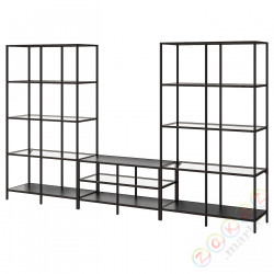 ⭐VITTSJO⭐Тумба под ТВ, Черно-коричневый/стакан, 300x36x175 cm⭐ИКЕА-69294566