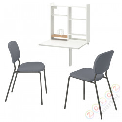 ⭐NORBERG / KARLJAN⭐Таблица и 2 стулья, белый/Кабуса темно-серый⭐ИКЕА-79480836