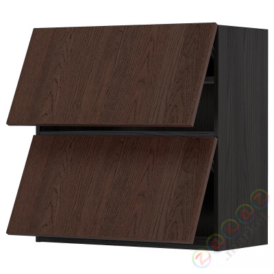 ⭐METOD⭐Горизонтальный шкаф 2 Drzв и открытое касание, черный/Sinarp коричневый, 80x80 cm⭐ИКЕА-99405822