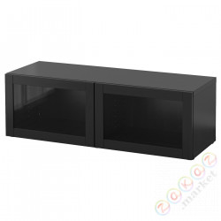 ⭐BESTA⭐Сайт, Черно-коричневый/Синдвик черно-коричневый прозрачное стекло, 120x42x38 cm⭐ИКЕА-09047654