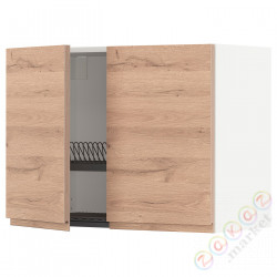 ⭐METOD⭐Навесной шкаф с крылом для сушки/2 дверь, белый/Voxtorpподражание. дуб, 80x60 cm⭐ИКЕА-99467848