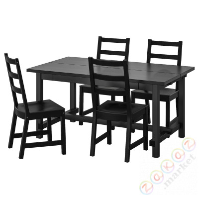 ⭐NORDVIKEN / NORDVIKEN⭐Таблица и 4 стулья, черный/черный, 152/223x95 cm⭐ИКЕА-59305155