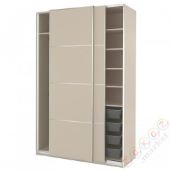 ⭐PAX / MEHAMN⭐Шкаф с раздвижными дверьми дверь, серо-бежевый/2str серо-бежевый, 150x66x236 cm⭐ИКЕА-89562247