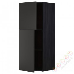 ⭐METOD⭐Навесной шкаф с полками/2 дверь, черный/Nickebo матантрацит, 40x100 cm⭐ИКЕА-19497533