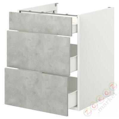 ⭐ENHET⭐Постоянный шкаф/3 ящики, белый/имитация бетона, 60x62x75 cm⭐ИКЕА-99320984