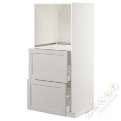 ⭐METOD / MAXIMERA⭐Шестой огромный/2шу, белый/Lerhyttan светло-серый, 60x60x140 cm⭐ИКЕА-09274627