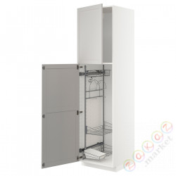 ⭐METOD⭐Высокий шкаф/домашний интерьер, белый/Lerhyttan светло-серый, 60x60x220 cm⭐ИКЕА-79457242