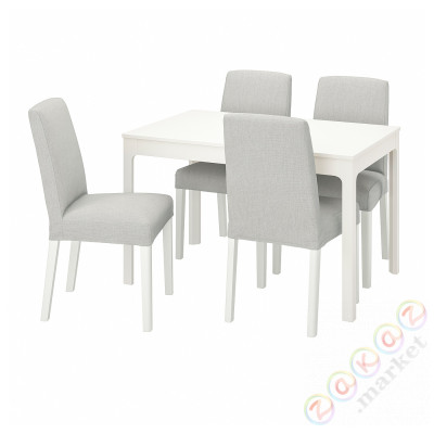 ⭐EKEDALEN / BERGMUND⭐Таблица и 4 стулья, белый/Orrsta светло-серый/белый, 120/180 cm⭐ИКЕА-39408215