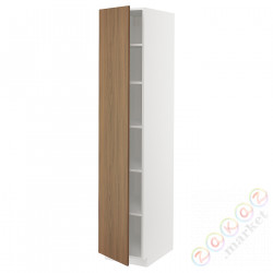 ⭐METOD⭐Высокий шкаф/полки, белый/Tistorp подражаниеacja коричневыйowego орехa, 40x60x200 cm⭐ИКЕА-39519261