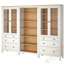 ⭐HEMNES⭐Комбинация стойки с дверь/ящики, белое пятно/светло-коричневый, 270x197 cm⭐ИКЕА-09384051
