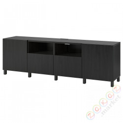 ⭐BESTA⭐Тумба под ТВ с DrzВайами яящики, Черно-коричневый/Лаппвикен/Черно-коричневый пень, 240x42x74 cm⭐ИКЕА-99297511