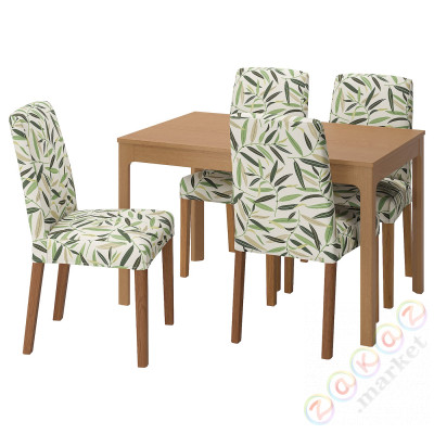 ⭐EKEDALEN / BERGMUND⭐Таблица и 4 стулья, подражание. дуб/Fågelfors разноцветный, 120/180 cm⭐ИКЕА-39408475