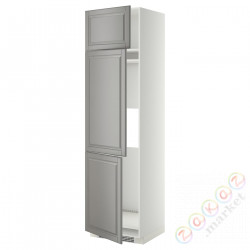 ⭐METOD⭐Ледяной шкаф высокий/замораживание/3Drz, белый/Bodbyn Серый, 60x60x220 cm⭐ИКЕА-79466128