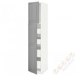 ⭐METOD / MAXIMERA⭐Шкаф, высота 2дверь/4лопата, белый/Bodbyn Серый, 40x60x200 cm⭐ИКЕА-29464914