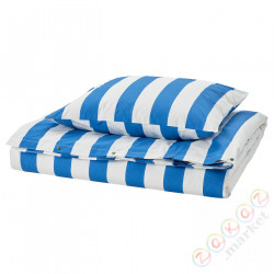⭐SLANHOSTMAL⭐Poszwa na kołdrę i posвызовka, синий/белый/полосатый, 150x200/50x60 cm⭐ИКЕА-80579006