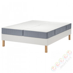 ⭐LYNGOR⭐Континентальная кровать, Vesteröy жесткий/jasnoсиний белый, 160x200 cm⭐ИКЕА-49553419