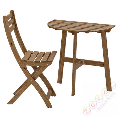 ⭐ASKHOLMEN⭐Настенный стол +1 кресло, вызов, светло-коричневое пятно⭐ИКЕА-29133405