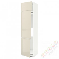 ⭐METOD⭐Ледяной шкаф высокий/замораживание/3Drz, белый/Voxtorpглянцевый светло-бежевый, 60x60x240 cm⭐ИКЕА-79460188