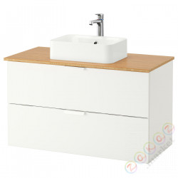⭐GODMORGON/TOLKEN / HORVIK⭐Шкаф со столешницей и мойкой 45х32 cm, белый/бамбуковая батарея Brлюдоедund, 102x49x72 cm⭐ИКЕА-09309212