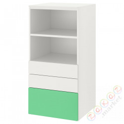 ⭐SMASTAD / PLATSA⭐Книжный шкаф, белый зеленый/с3 ящики, 60x57x123 cm⭐ИКЕА-59387815