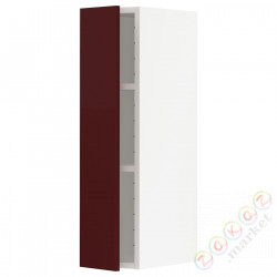 ⭐METOD⭐Навесной шкаф с полками, белый Kallarp/темно-красно-коричневый блеск, 20x80 cm⭐ИКЕА-69458586