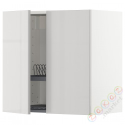 ⭐METOD⭐Навесной шкаф с крылом для сушки/2 дверь, белый/Ringhult светло-серый, 60x60 cm⭐ИКЕА-39459648