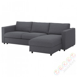 ⭐VIMLE⭐3o раскладывающийся чехол для дивана с шезлонгом, Gunnared средний серый⭐ИКЕА-39399305