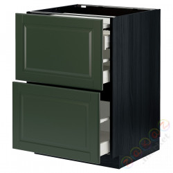 ⭐METOD / MAXIMERA⭐Кабинет ул. сwysuwanym blatem/3шу, черный/Bodbyn темно-зеленый, 60x60 cm⭐ИКЕА-09433867