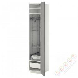 ⭐METOD / MAXIMERA⭐Высокий шкаф/домашний интерьер, белый/Bodbyn Серый, 40x60x200 cm⭐ИКЕА-99378442