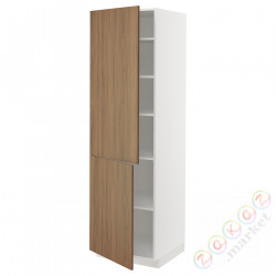 ⭐METOD⭐Высокий шкаф с полками/2Drz, белый/Tistorp подражаниеacja коричневыйowego орехa, 60x60x200 cm⭐ИКЕА-89519895