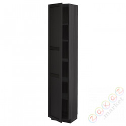 ⭐METOD⭐Высокий шкаф/полки, черный/Lerhyttan черный морилка, 40x37x200 cm⭐ИКЕА-39464466