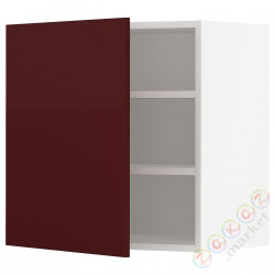 ⭐METOD⭐Навесной шкаф с полками, белый Kallarp/темно-красно-коричневый блеск, 60x60 cm⭐ИКЕА-89469070