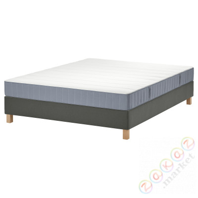 ⭐LYNGOR⭐Континентальная кровать, Vesteröy жесткий/светло-синий темно-серый, 180x200 cm⭐ИКЕА-49552702
