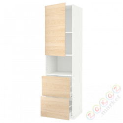 ⭐METOD / MAXIMERA⭐В шкафу для микрофона дверь/2 ящики, белый/Askersund яркий узор ясеня, 60x60x220 cm⭐ИКЕА-99467061