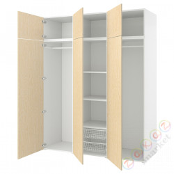 ⭐PLATSA⭐Шкаф 6 дверь, белый/Kalbåden żywy efekt sosny, 180x57x221 cm⭐ИКЕА-89500768